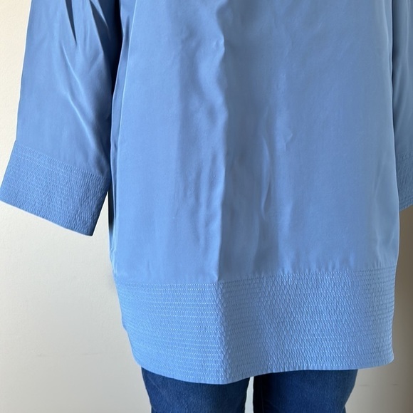 LAFAYETTE 148 Silk Blue Notched Neck Top Blouse Career Shirt Sz M - Picture 3 of 9